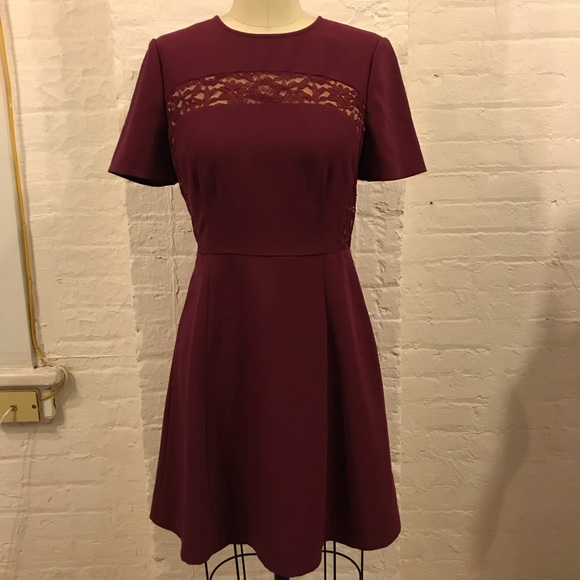ModCloth Burgundy Dress with Lace Detail at Yoke - Picture 3 of 9